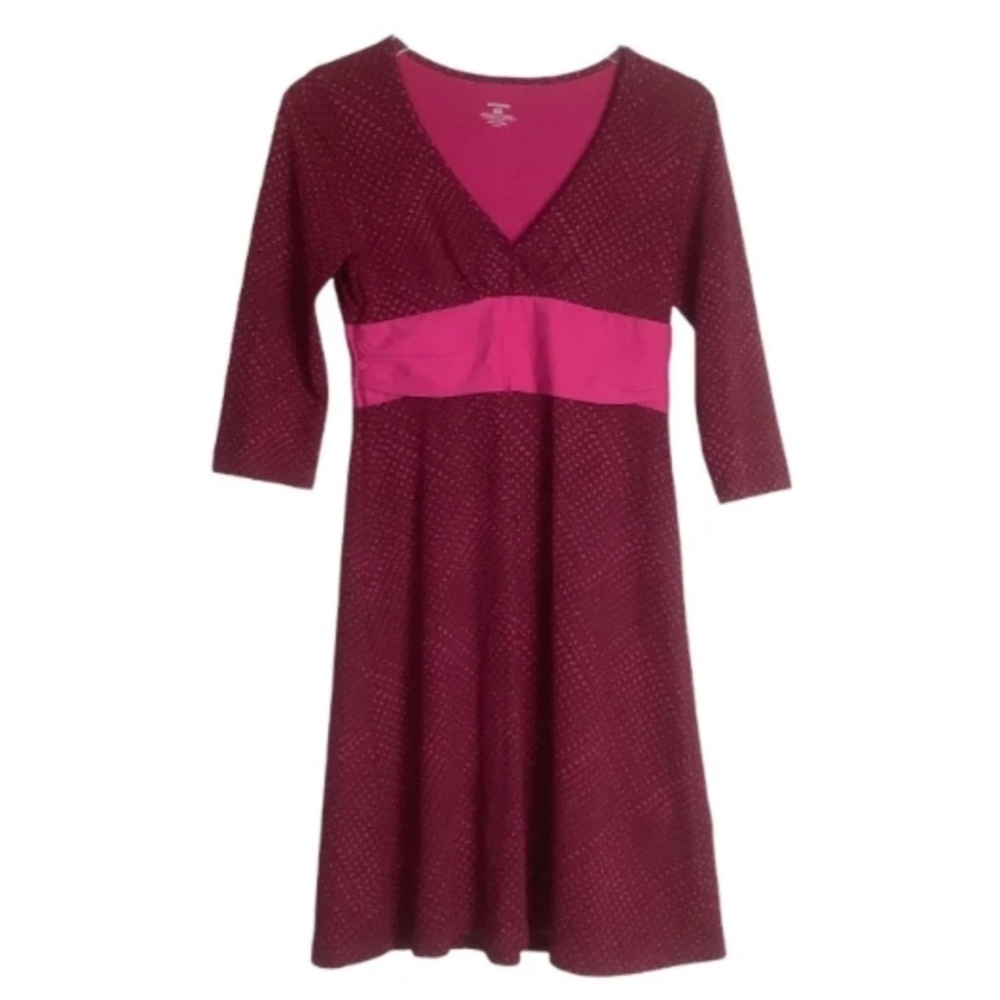 Patagonia Margot 3/4 sleeve dress Magenta with pink belt